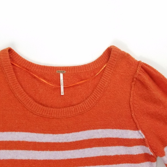 Free People Striped Complete Me Sweater M Orange - Picture 6 of 9